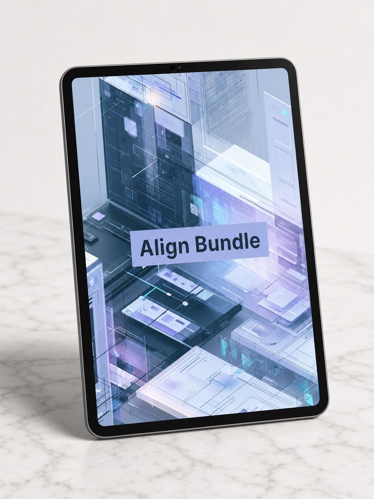 Tablet displaying 'Align Bundle' on a marble surface
