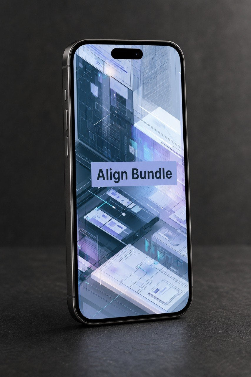 Smartphone with 'Align Bundle' app interface on a dark background