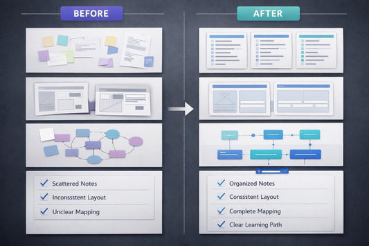 Before and after comparison of a user interface design with text highlighting improvements.