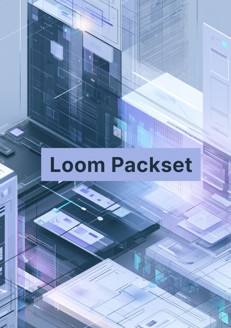 Technical diagram with 'Loom Packset' text in a futuristic design.